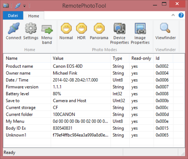 Device Properties view